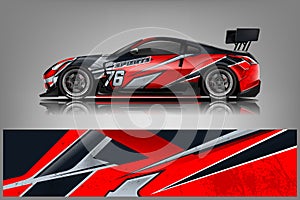 Car decal wrap design vector. Graphic abstract stripe racing background kit designs for vehicle, race car, rally, adventure and li