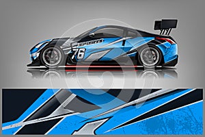 Car decal wrap design vector. Graphic abstract stripe racing background kit designs for vehicle, race car, rally, adventure and li