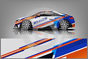 Car decal wrap design vector. Graphic abstract stripe racing background kit designs for vehicle, race car, rally, adventure and li