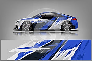 Car decal wrap design vector. Graphic abstract stripe racing background kit designs for vehicle, race car, rally, adventure and li