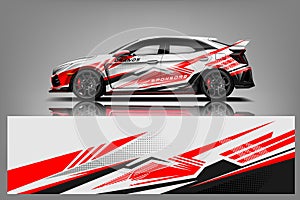 Car decal wrap design vector. Graphic abstract stripe racing background kit designs for vehicle, race car, rally, adventure and li photo