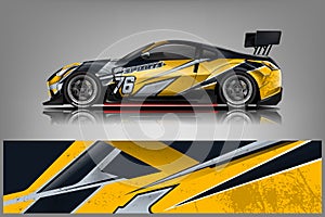 Car decal wrap design vector. Graphic abstract stripe racing background kit designs for vehicle, race car, rally, adventure and li photo