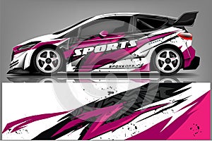 Car decal wrap design vector. Graphic abstract stripe racing background kit designs for vehicle, race car, rally, adventure and li