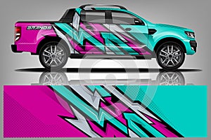 Car decal wrap design vector. Graphic abstract stripe racing background kit designs for vehicle, race car, rally, adventure and li photo