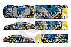 Car decal wrap design vector. Graphic abstract stripe racing background kit designs for wrap vehicle, race car, rally,