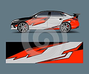 Car decal wrap design vector with wave element . Graphic abstract wave shapes racing for vehicle, race car template design vector