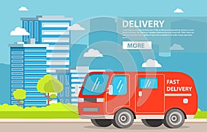 Car delivery service.Vehicle van truck cargo transportation.