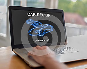 Car design concept on a laptop