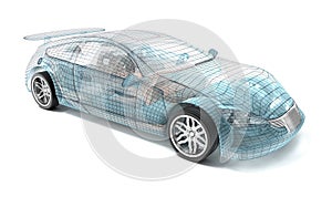 Car design, wire model.