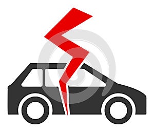 Car Destroy Raster Icon Flat Illustration