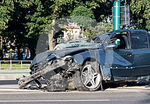 Car destroyed after accident