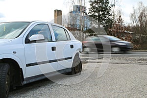 Car destroyed during the traffic accident