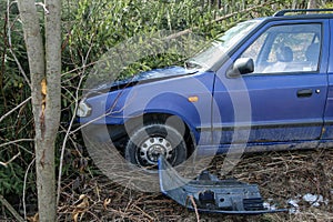 Car destroyed during the traffic accident
