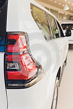 Car detail. New led taillight by night. The rear lights of the car, in hybrid sports car. Developed Car's rear brake