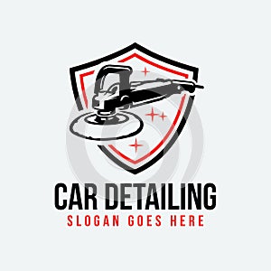 Car detailing business logo shield emblem ready made vector isolated.