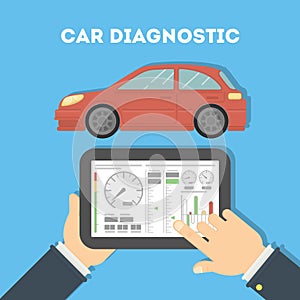 Car diagnostic with tablet.