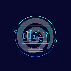 Car diagnostics icon, linear vector