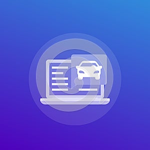 Car diagnostics with laptop vector icon