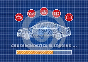 Car diagnostics loading bar vector illustration