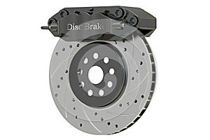 Car disc brake and caliper. 3D rendering