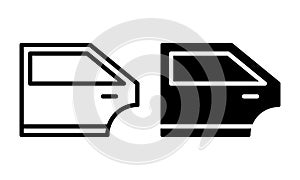 Car door icon with outline and glyph style.