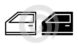 Car door icon with outline and glyph style.