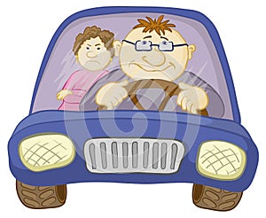 Car, driver and passenger photo