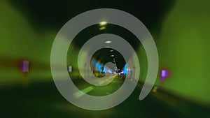 Car drivin on highway tunnel time lapse Looping