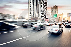 Car driving on freeway, motion blur