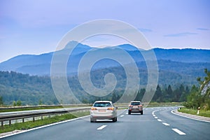 Car driving on the highway