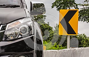 Car driving left side motorway