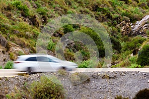 Car driving on mountain road