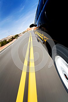 Car driving on mountain road