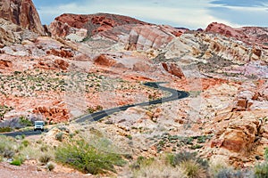 Car Driving through Valley of Fire State Park