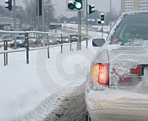 Car driwing in winter