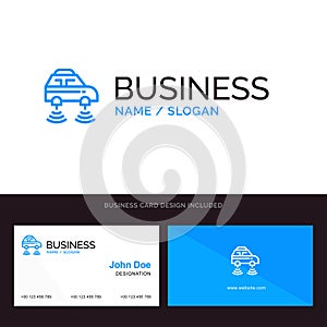 Car, Electric, Network, Smart, wifi Blue Business logo and Business Card Template. Front and Back Design