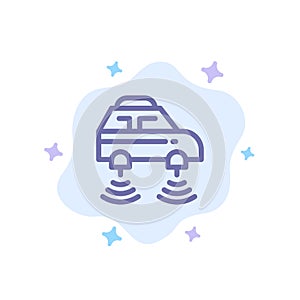 Car, Electric, Network, Smart, wifi Blue Icon on Abstract Cloud Background