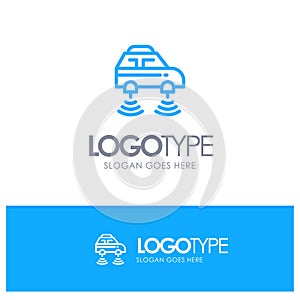 Car, Electric, Network, Smart, wifi Blue outLine Logo with place for tagline