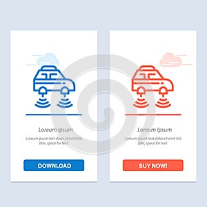 Car, Electric, Network, Smart, wifi  Blue and Red Download and Buy Now web Widget Card Template