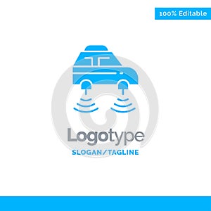 Car, Electric, Network, Smart, wifi Blue Solid Logo Template. Place for Tagline