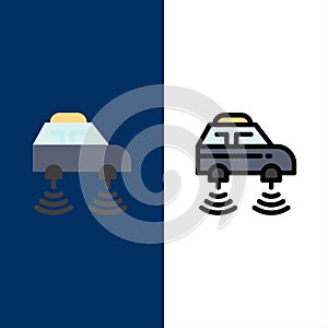 Car, Electric, Network, Smart, wifi  Icons. Flat and Line Filled Icon Set Vector Blue Background