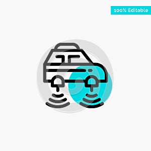 Car, Electric, Network, Smart, wifi turquoise highlight circle point Vector icon