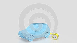 The car and electric plug for technology concept 3d render
