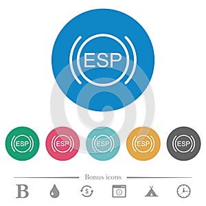 Car electronic stability program indicator flat round icons