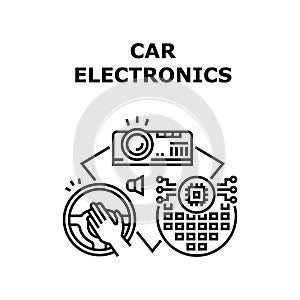 Car Electronics Vector Concept Black Illustration