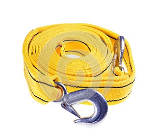 Car emergency towing cables on a isolated white