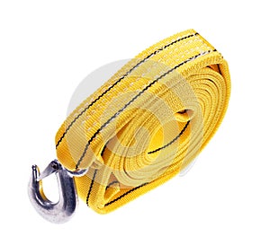 Car emergency towing cables on a isolated white