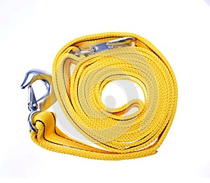 Car emergency towing cables on a isolated white