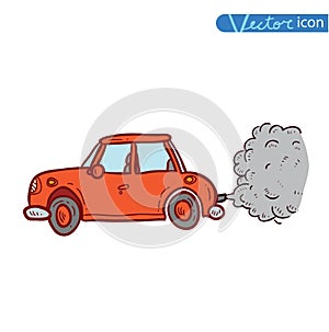 car emitting smoke, Vector