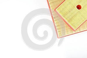 Car engine air filter close up